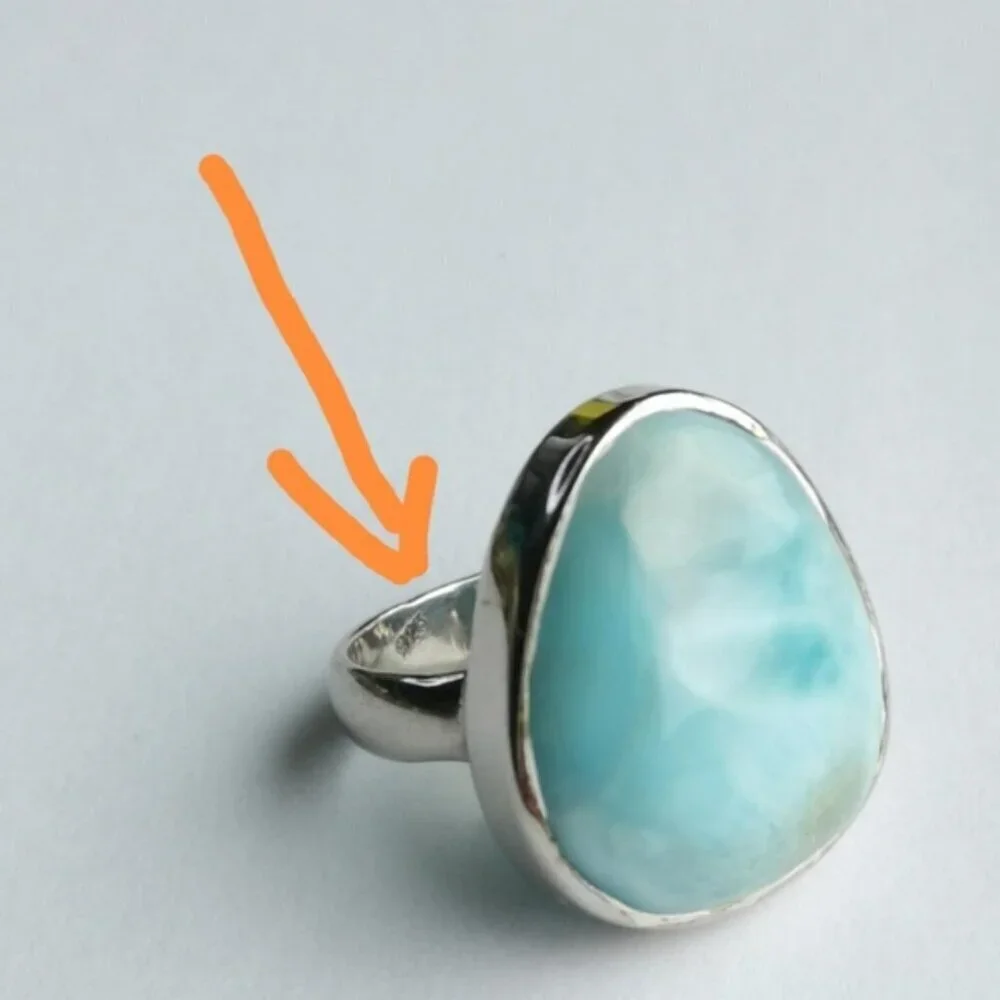 Sterling silver cabochon larimar ring size 5.25
